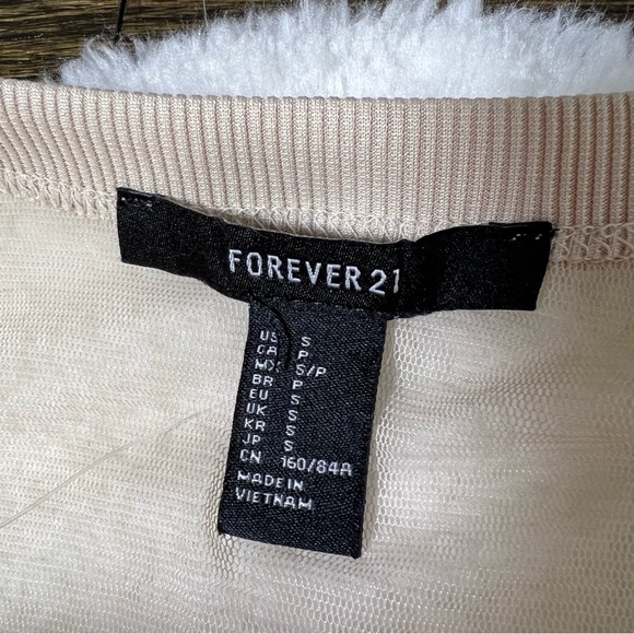 Forever 21 Tan Multilayer Mesh Shirt and Slip Dress Small - Picture 9 of 10